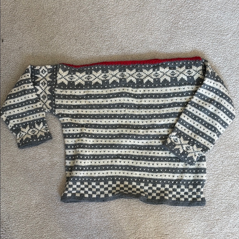 Gray and White Norwegian Handmade Sweater